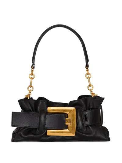 Balmain Mini Anthem Bag In Embossed Crocodile-print Calfskin In Black