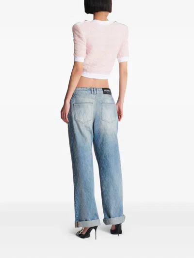 Balmain Short-sleeved Knit Cardigan In Multi