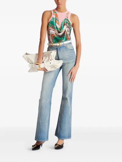 Balmain Sleeve Chain Print Top In Multi