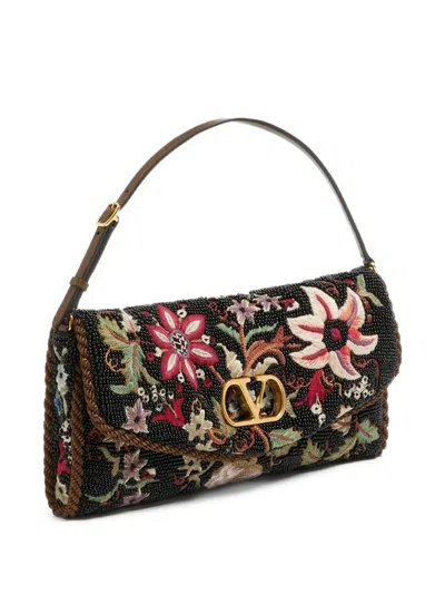 Valentino Garavani Garavani Vain Soft Embroidered Small Shoulder Bag Woman Multicolour Uni In Black
