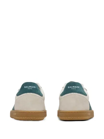 Balmain Swan Suede And Smooth Leather Trainers In Neutral