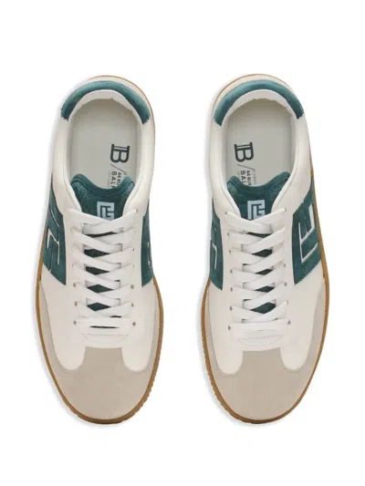Balmain Swan Suede And Smooth Leather Trainers In Neutral