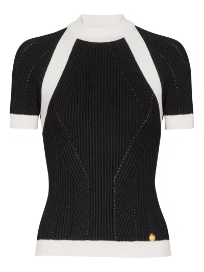 Balmain Ribbed Panelled Knit Top