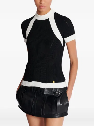Balmain Ribbed Panelled Knit Top