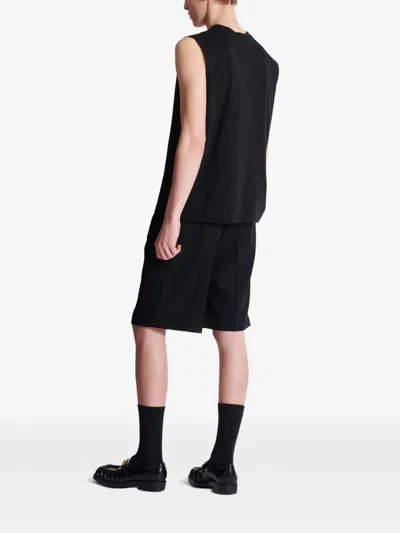 Balmain Black Crewneck Sleeveless Top With Logo Lettering Embroidery On The Front
