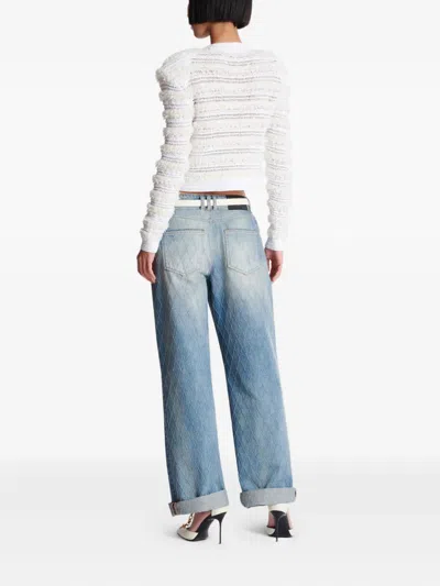 Balmain Tweed Knit Cardigan Featuring Shoulder Pads In Multi