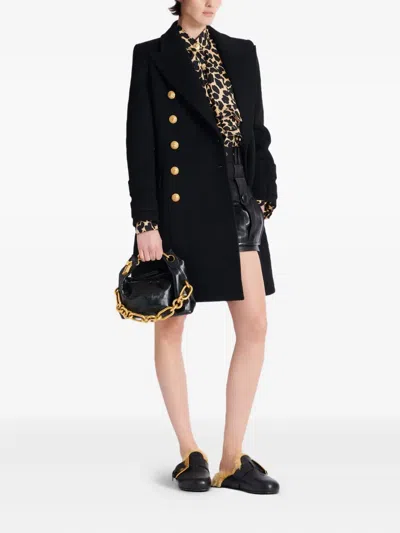 Balmain Sync Black Mini Handbag With Chain-link And Logo Plaque In Leather Woman In Black