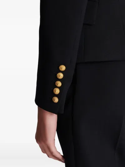 Balmain Wool Blazer With Flap Pockets And Gold-tone Buttons In Black