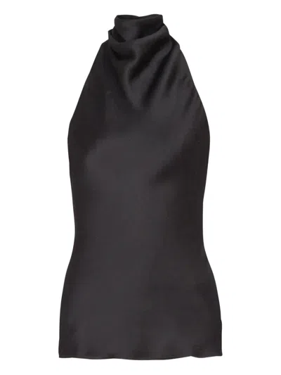 Balmain Halterneck Sleeveless Backless Draped Neckline Fitted Silhouette In Black