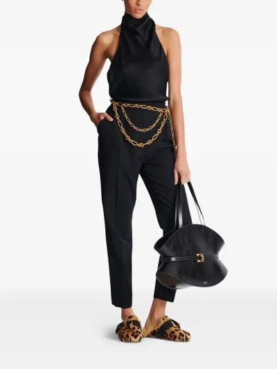 Balmain Halterneck Sleeveless Backless Draped Neckline Fitted Silhouette In Black