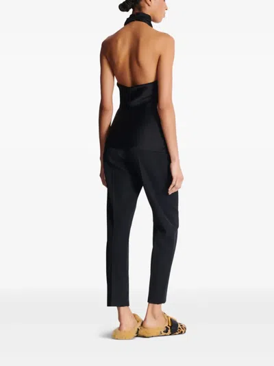 Balmain Halterneck Sleeveless Backless Draped Neckline Fitted Silhouette In Black