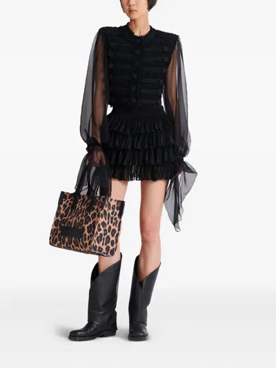 Balmain Edge-to-edge Tweed And Chiffon Jacket In Black