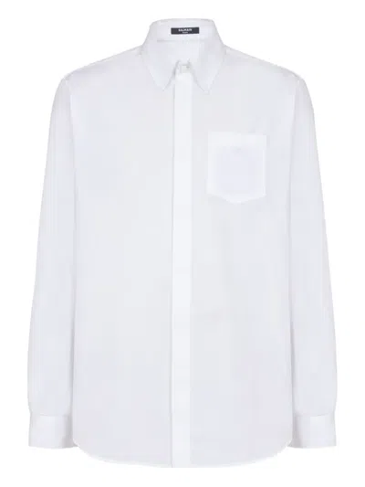 Balmain Cotton Poplin Crest Shirt