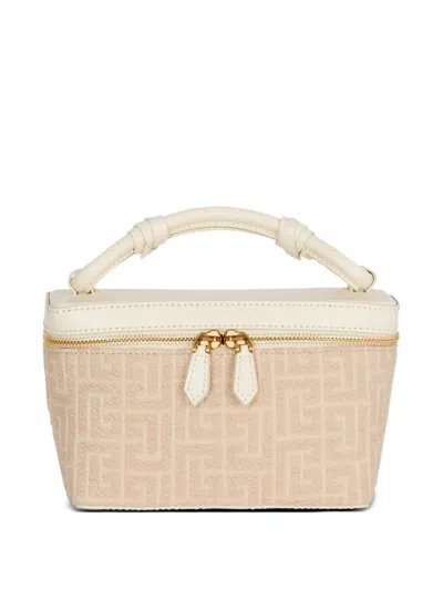 Balmain B-army Vanity Case In Monogrammed Canvas And Leather In Pattern