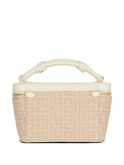 Balmain B-army Vanity Case In Monogrammed Canvas And Leather In Pattern
