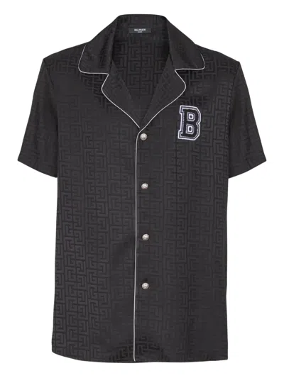 Balmain Varsity Style Shirt Featuring Contrast Piping In Black