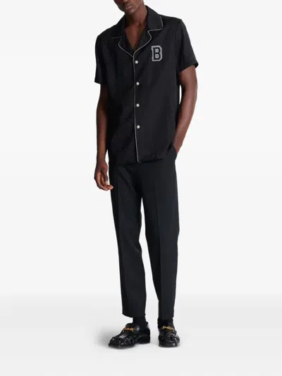 Balmain Varsity Style Shirt Featuring Contrast Piping In Black