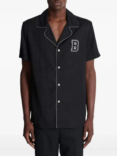Balmain Varsity Style Shirt Featuring Contrast Piping In Black