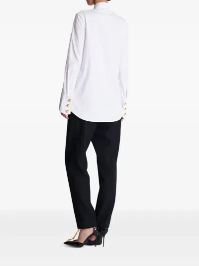 Balmain Ruffled Poplin Shirt In White