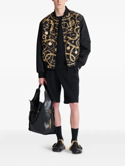 Balmain Crew Neck Sweater With Gold Button Detailing In Black