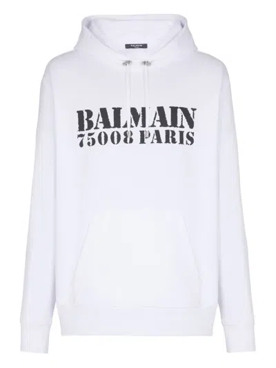 Balmain Stamped Cotton Hoodie Pocket