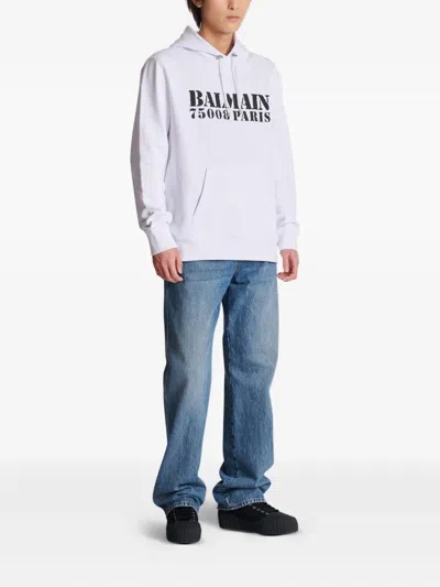 Balmain Stamped Cotton Hoodie Pocket