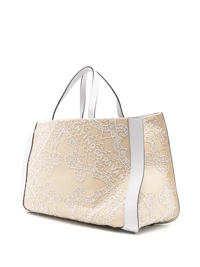 Valentino Vlogo Embroidered Raffia Tote