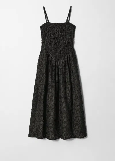 & Other Stories 3d Floral Midi Dress With V-drop Waist In Black