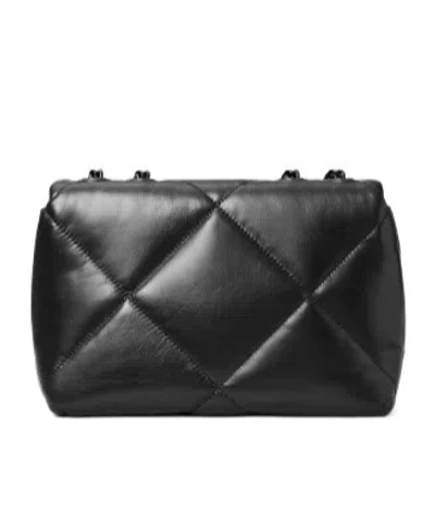 Tory Burch Kira Diamond Leather Shoulder Bag In Black