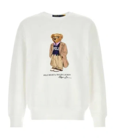 Polo Ralph Lauren Felpa In Misto Cotone Bianco  Uomo In White