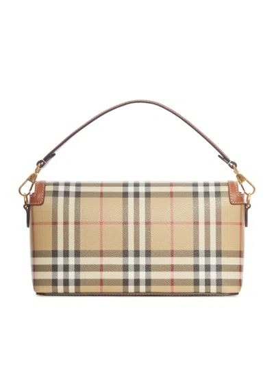 Burberry Womens Briar Brown Check-print Flap-front Woven-blend Cross-body Bag