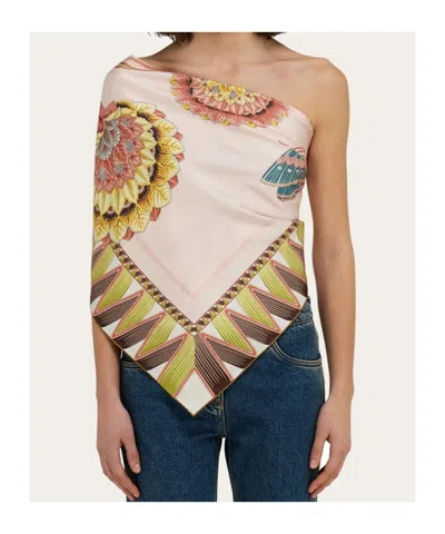 Ferragamo Giada Print Silk Scarf Scarves And Foulards Rose In Pink