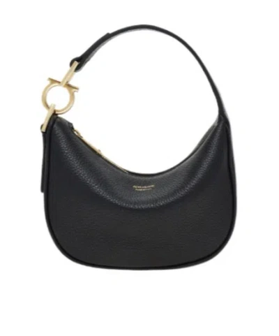 Ferragamo North-south Mini Hobo Bag In Black