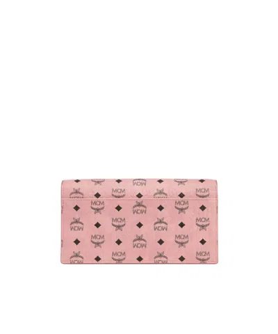 Mcm Aren Crossbody Wallet In Visetos In Pink