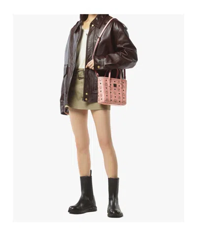 Mcm Mini Toni Visetos Coated Canvas Top Handle Shopper Bag In Pink