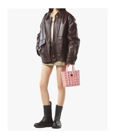 Mcm Mini Toni Visetos Coated Canvas Top Handle Shopper Bag In Pink