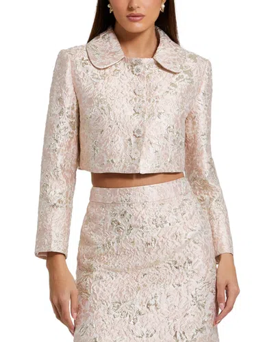 Mac Duggal Pearl Button Brocade Cropped Jacket