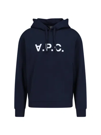 Apc A.p.c. Milo Hoodie With Flocked Logo Print In Black
