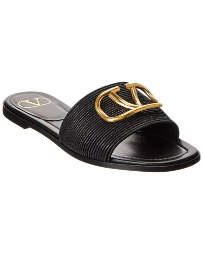 Valentino Garavani Vlogo Leather Slides In Black
