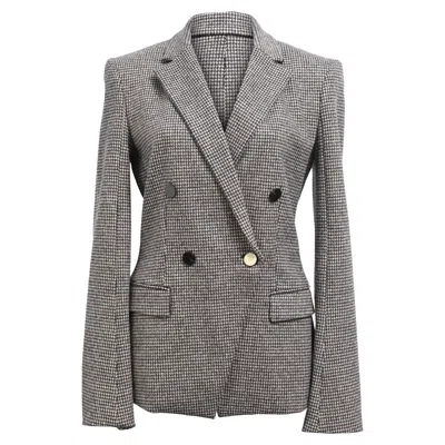 Theory Houndstooth Print Angled Blazer In Grey Wool
