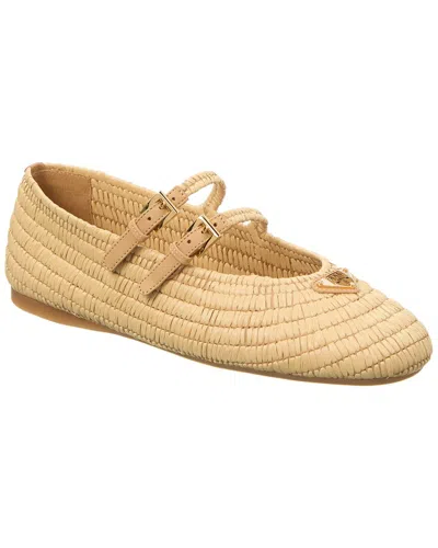 Prada Women Raffia Ballerinas In Brown