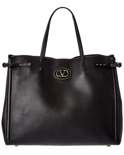 Valentino Antibes Large Leather Tote In Black