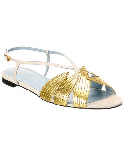 Valentino Foliefoliage Bicolor Leather Slingback Sandals