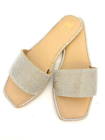 Camel Threads Women's Diamond Slides In Tan/ Rhinestone