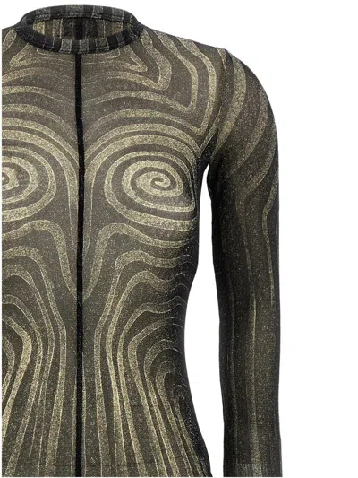 Jean Paul Gaultier Printed Spiraral Long Dress Woman Black