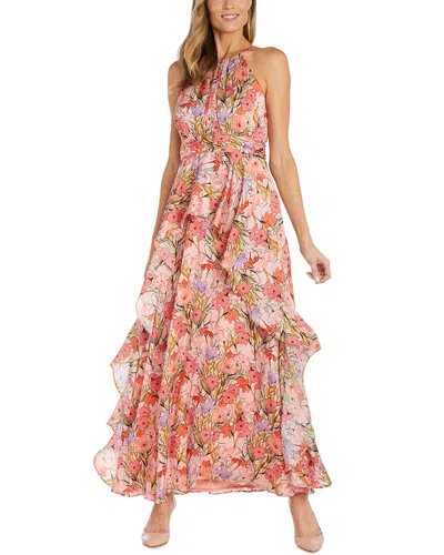 R & M Richards Rm Richards Yoryu Satin Peplum Maxi Dress