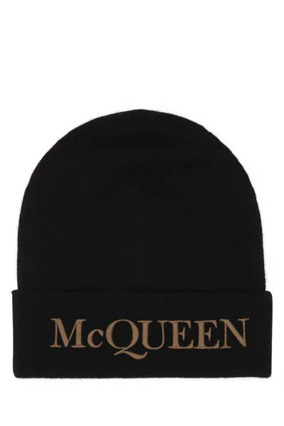 Alexander Mcqueen Embroidered-logo Ribbed Beanie