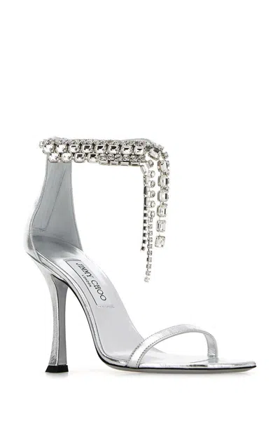 Jimmy Choo 'verity' Metallic Sandals With High Stiletto Heel