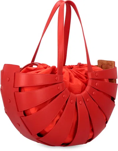 Bottega Veneta Circular Leather Tote Bag With Rivets