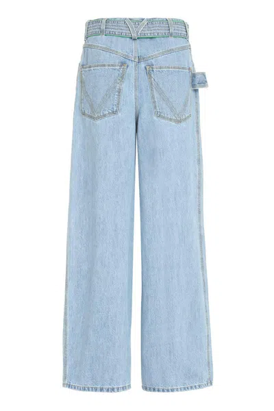 Bottega Veneta Wide-leg Denim Jeans With Removable Belt And Contrast Stitching For Women